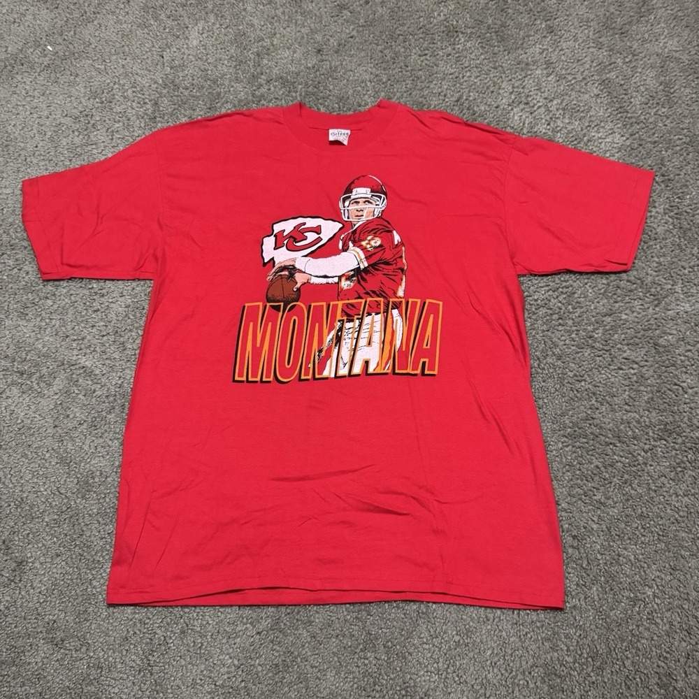 Vintage Kansas City Chiefs Joe Montana Graphic T-shirt - Size XXL